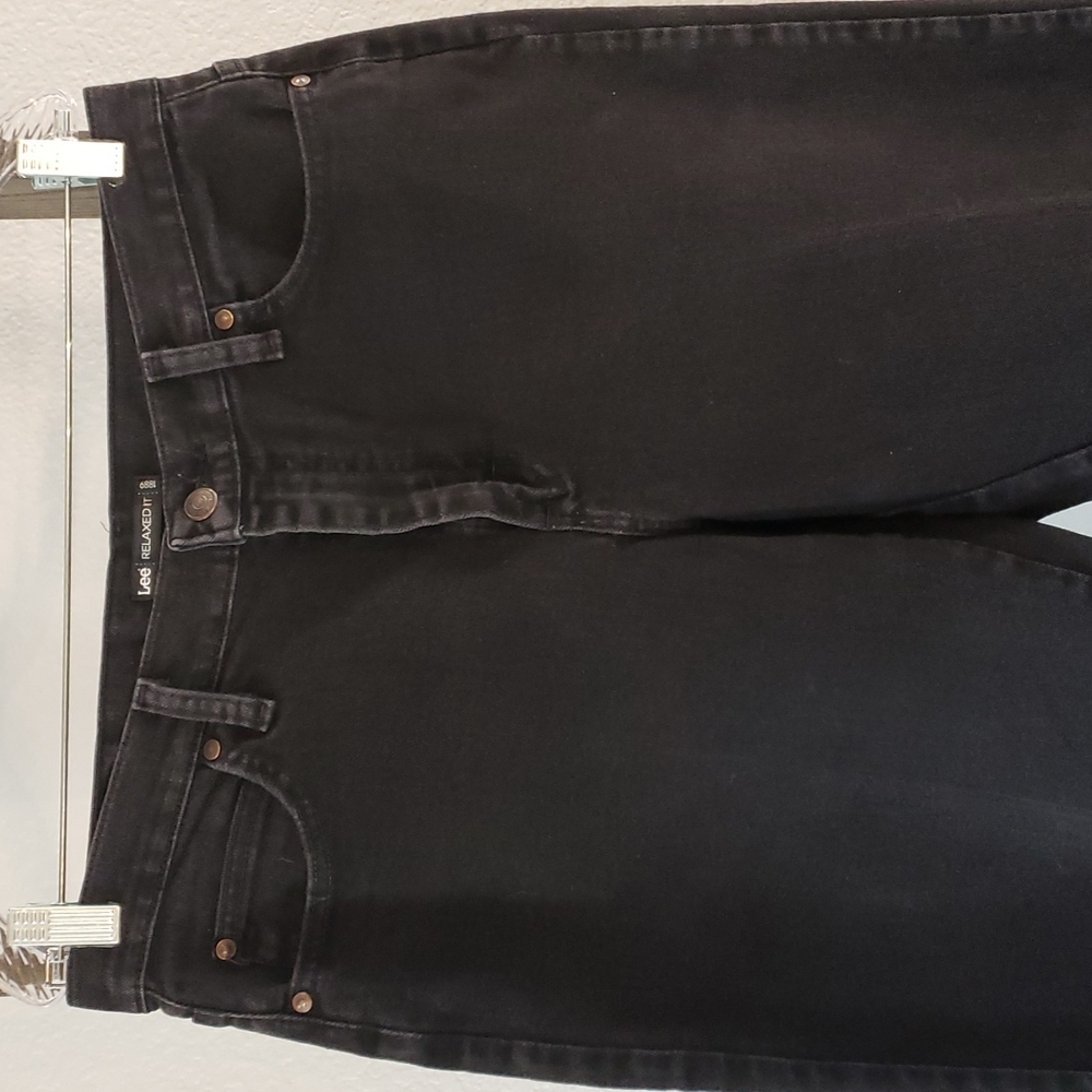 photo-Lee Relaxed Fit Jeans Black Denim Pants Straight Leg Bottoms Petite 12P - Picture 10 of 13